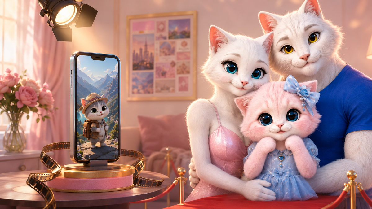 The Fluffy Fam preparing a selected guest cat story for an official channel premiere