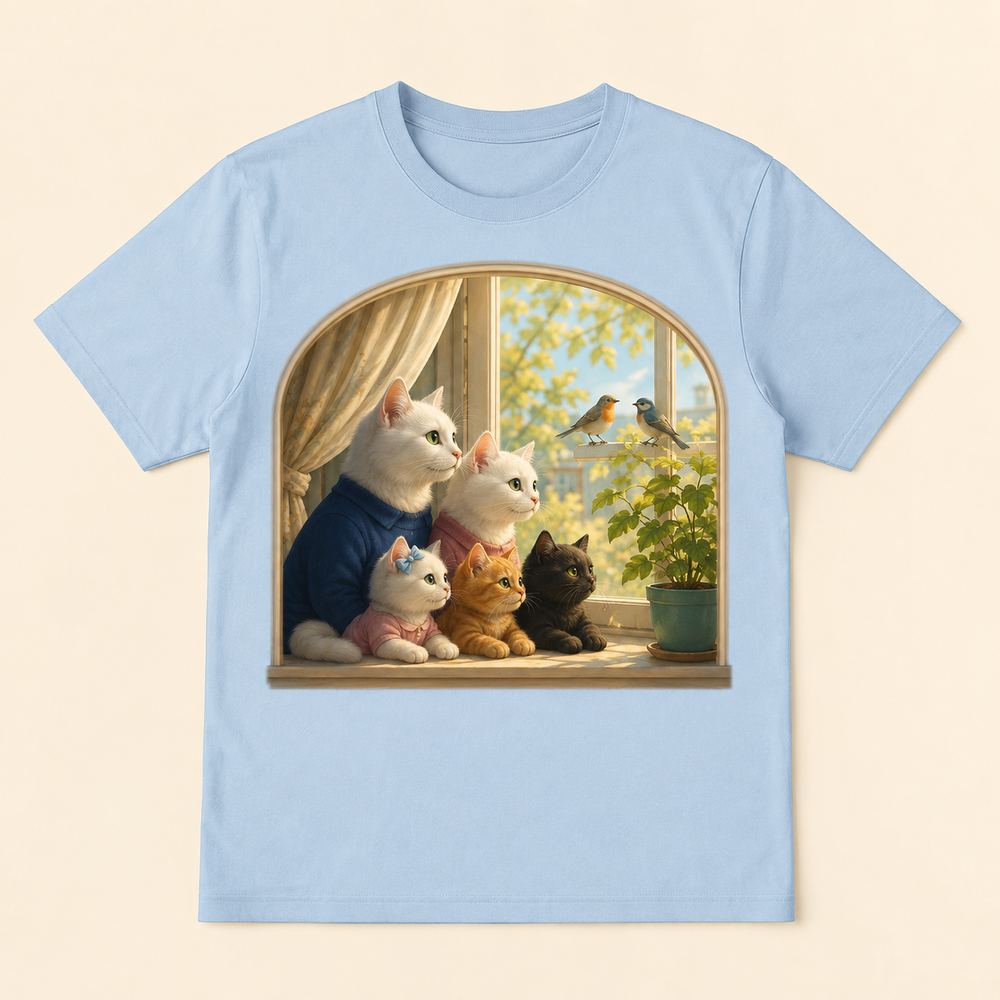 Sunday Window Watch Unisex Adult T-Shirt featuring original Little Movie Moments artwork by The Fluffy Fam