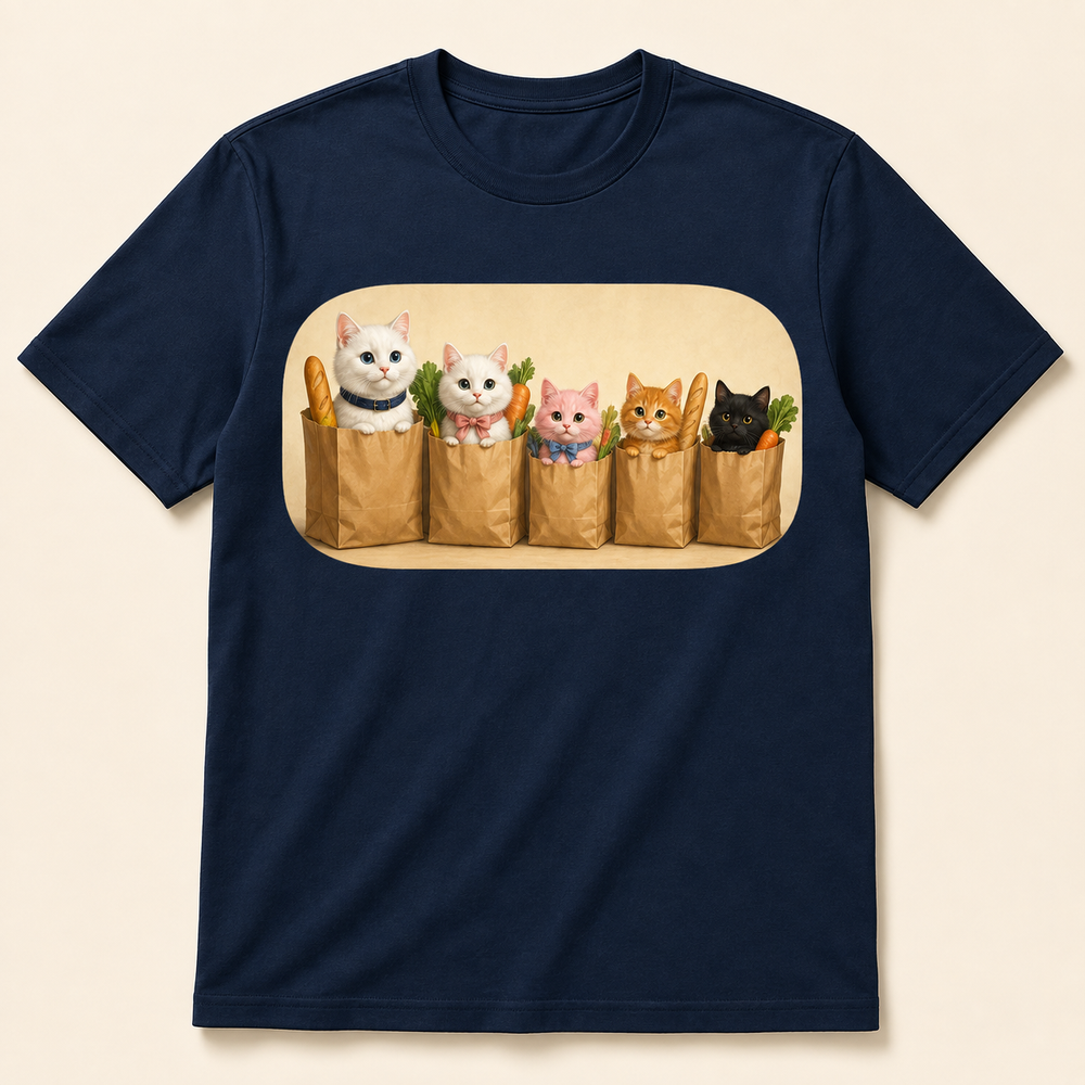 Grocery Bag Roll Call Unisex Adult T-Shirt featuring original Little Movie Moments artwork by The Fluffy Fam