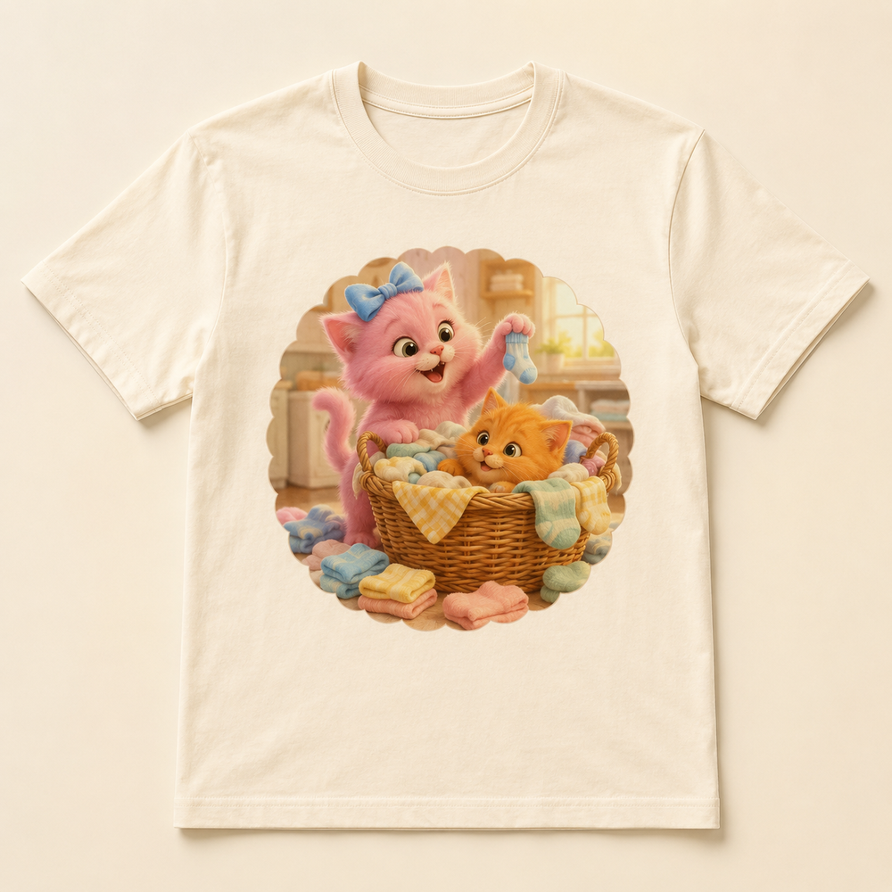 Tiny Socks Surprise Unisex Adult T-Shirt featuring original Little Movie Moments artwork by The Fluffy Fam