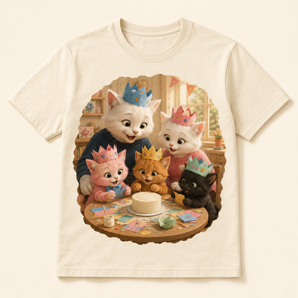 Paper Crown Day Unisex Adult T-Shirt featuring original Little Movie Moments artwork by The Fluffy Fam
