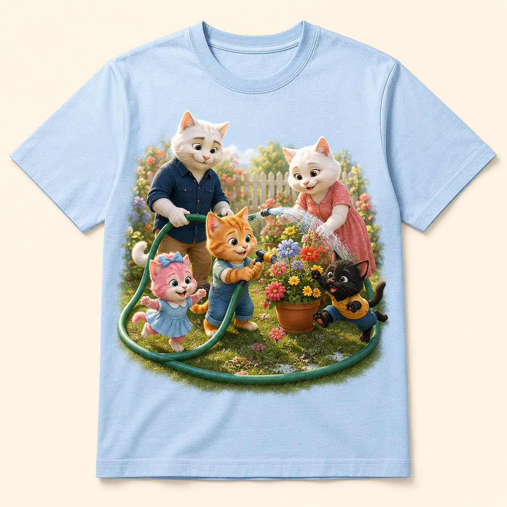 Garden Hose Helper Unisex Adult T-Shirt featuring original Little Movie Moments artwork by The Fluffy Fam