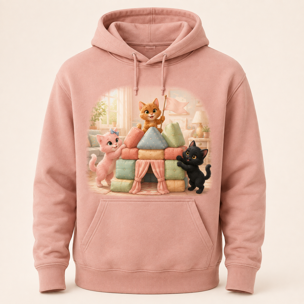 Couch Cushion Castle Pullover Hoodie featuring original Little Movie Moments artwork by The Fluffy Fam