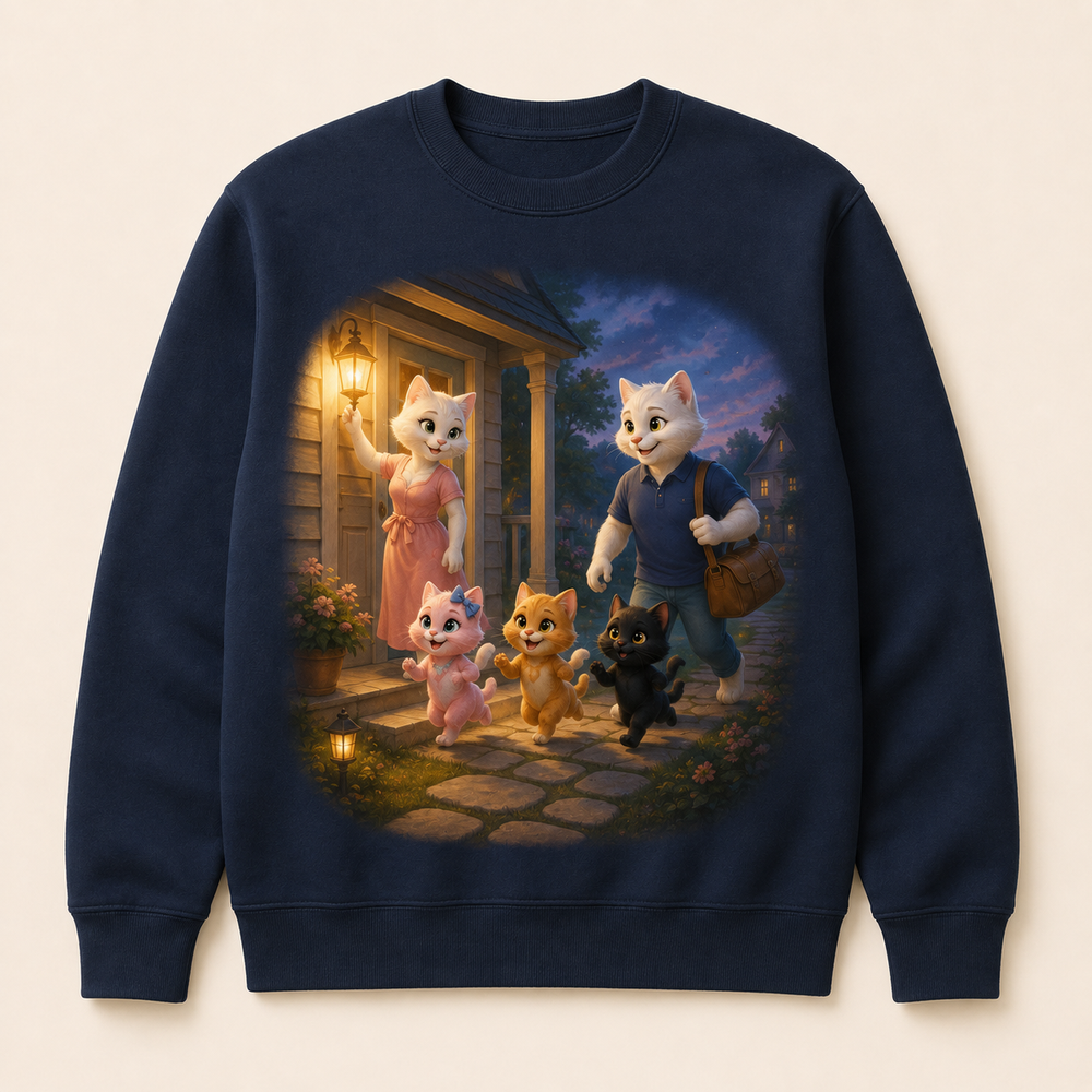 Porch Light Home Crewneck Sweatshirt featuring original Little Movie Moments artwork by The Fluffy Fam