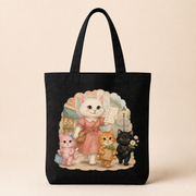 Weekend Errands Crew Canvas Tote Bag featuring original Little Movie Moments artwork by The Fluffy Fam
