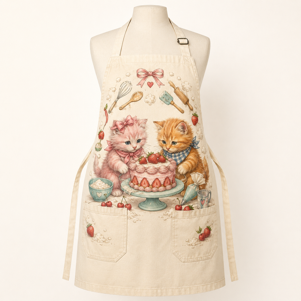 Tiny Baker Cake Patrol Printed Apron featuring original Little Movie Moments artwork by The Fluffy Fam