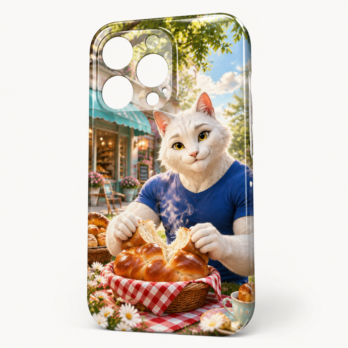 Picnic Loaf Pull-Apart phone case front view with Dad Cat — The Fluffy Fam