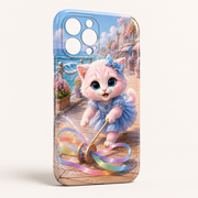 Boardwalk Ribbon Wheel phone case front view with Pink Kitten — The Fluffy Fam