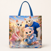 Water Jug Mosaic canvas tote bag front view with the whole cat family — The Fluffy Fam