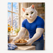 Winter Window Cookies art print front view with Dad Cat — The Fluffy Fam
