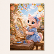 Painted Frame Making art print front view with Pink Kitten — The Fluffy Fam