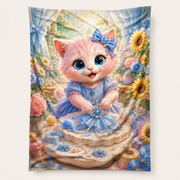 Handmade Showcase fleece blanket front view with Pink Kitten — The Fluffy Fam