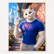 Rose Window Light art print front view with Dad Cat — The Fluffy Fam