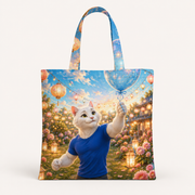 Last Balloon Catch canvas tote bag front view with Dad Cat — The Fluffy Fam