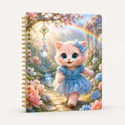 Dawn Rainbow Return notebook cover front view with Pink Kitten — The Fluffy Fam