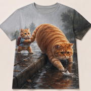 Chubby & Chubby Jr — Paper Boat Rescue All-Over T-Shirt — front view
