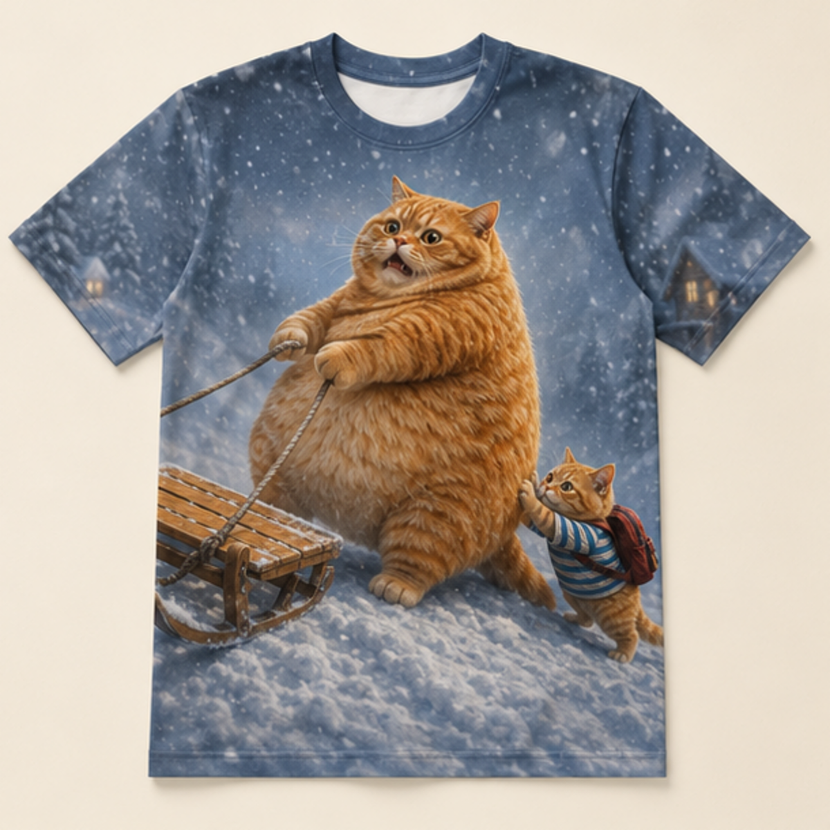 Chubby & Chubby Jr — Push Up the Snow Hill All-Over T-Shirt — front view