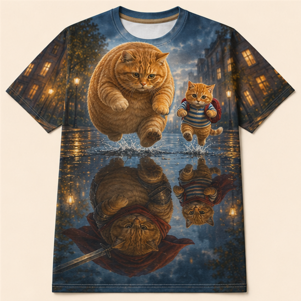 Chubby & Chubby Jr — Courage in the Puddle All-Over T-Shirt — front view