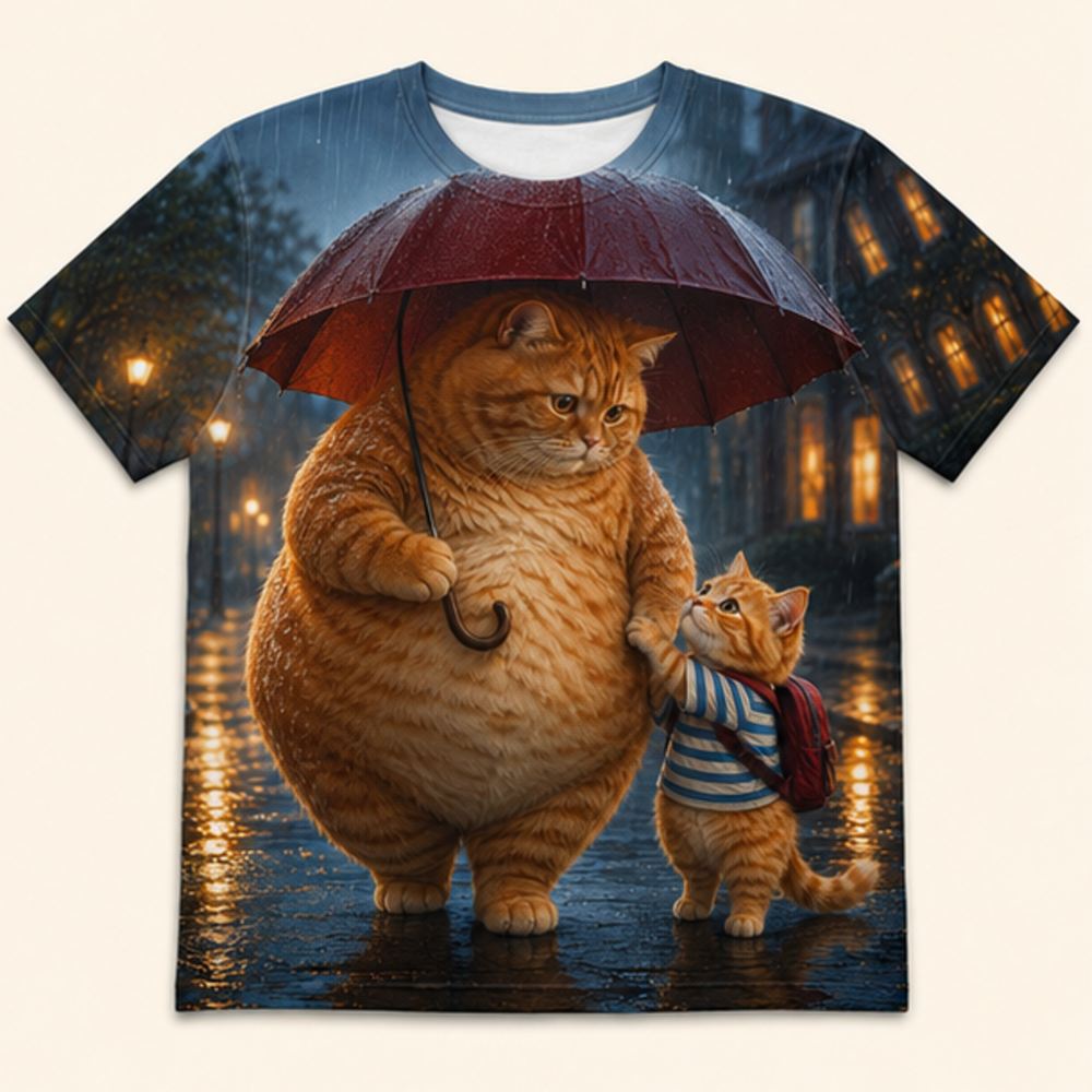 Chubby & Chubby Jr — One Umbrella, Two Skies Cinematic Close-Up T-Shirt — front view