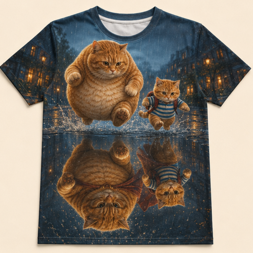 Chubby & Chubby Jr — Courage in the Puddle Cinematic Close-Up T-Shirt — front view