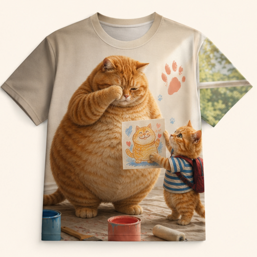 Chubby & Chubby Jr — Portrait of Dad Cinematic Close-Up T-Shirt — front view