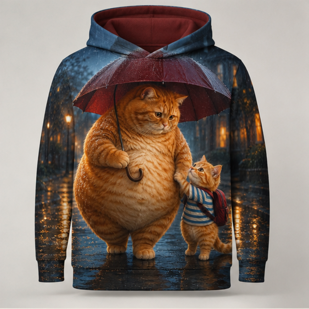 Chubby & Chubby Jr — One Umbrella, Two Skies Story-Back All-Over Hoodie — front view