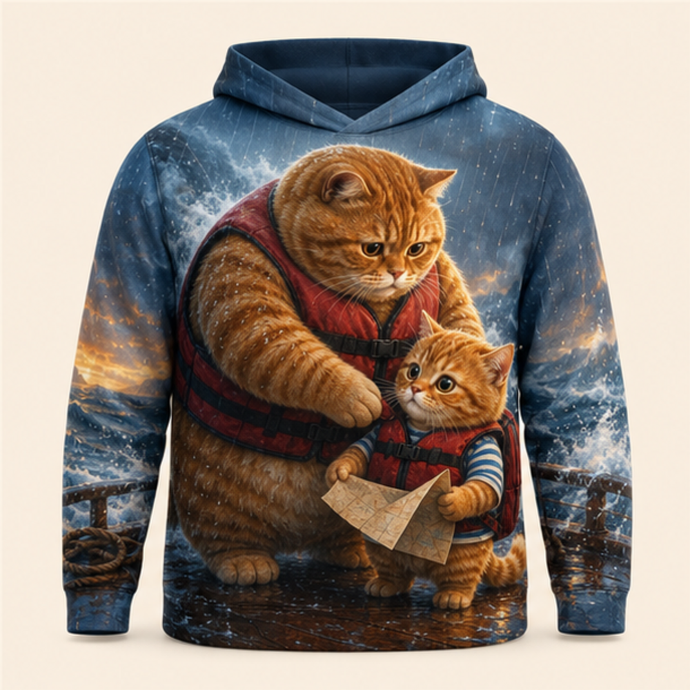 Chubby & Chubby Jr — Shelter on the Storm Deck Story-Back All-Over Hoodie — front view