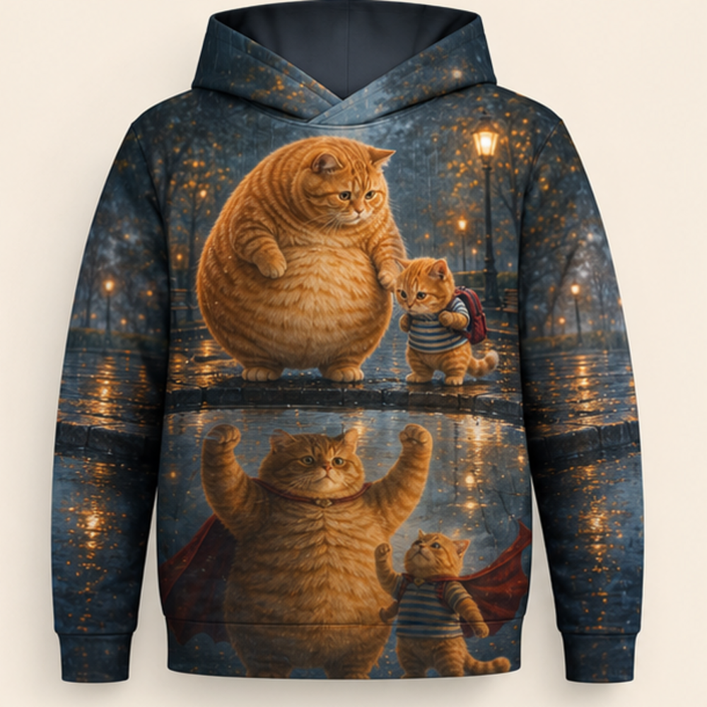 Chubby & Chubby Jr — Courage in the Puddle Story-Back All-Over Hoodie — front view