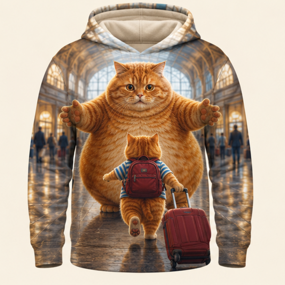 Chubby & Chubby Jr — Arrival Hall Run Story-Back All-Over Hoodie — front view