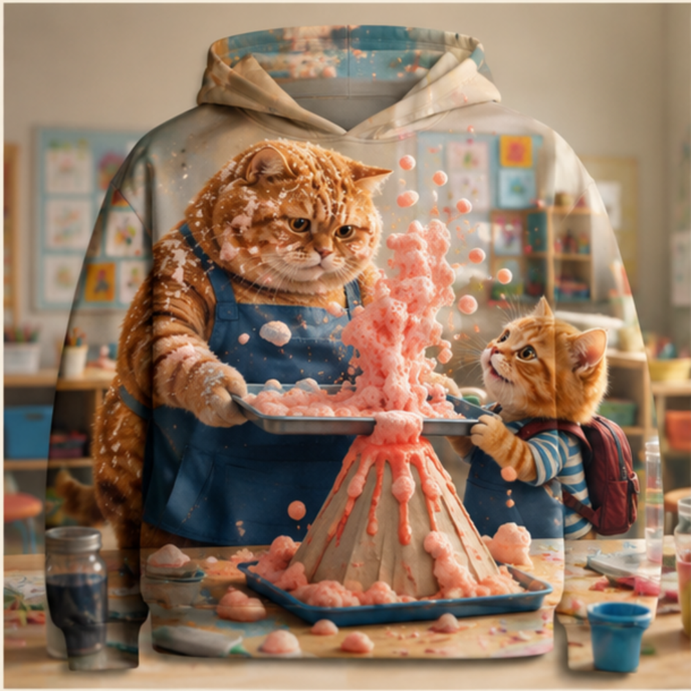 Chubby & Chubby Jr — Foam Volcano Story-Back All-Over Hoodie — front view