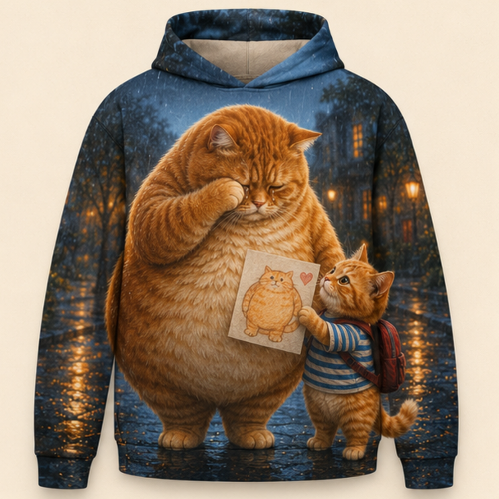 Chubby & Chubby Jr — Portrait of Dad Story-Back All-Over Hoodie — front view