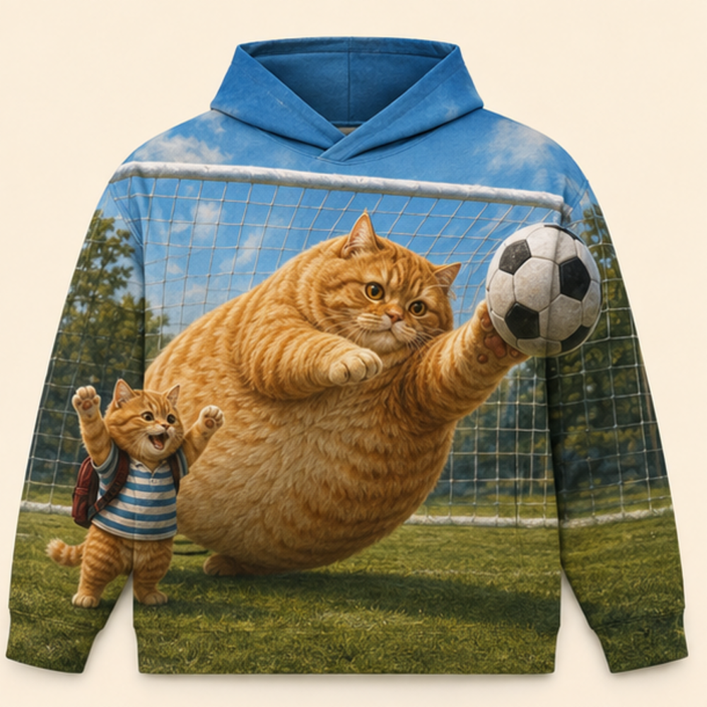 Chubby & Chubby Jr — Roundest Goalkeeper Story-Back All-Over Hoodie — front view