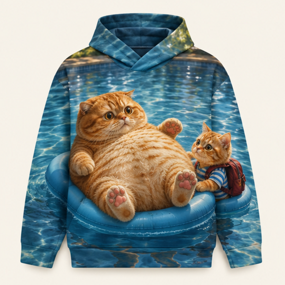 Chubby & Chubby Jr — The First Swim Story-Back All-Over Hoodie — front view