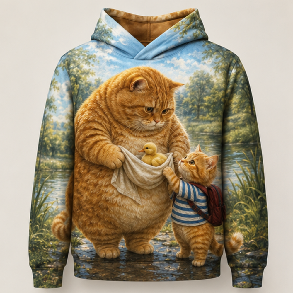 Chubby & Chubby Jr — Duckling Home Story-Back All-Over Hoodie — front view