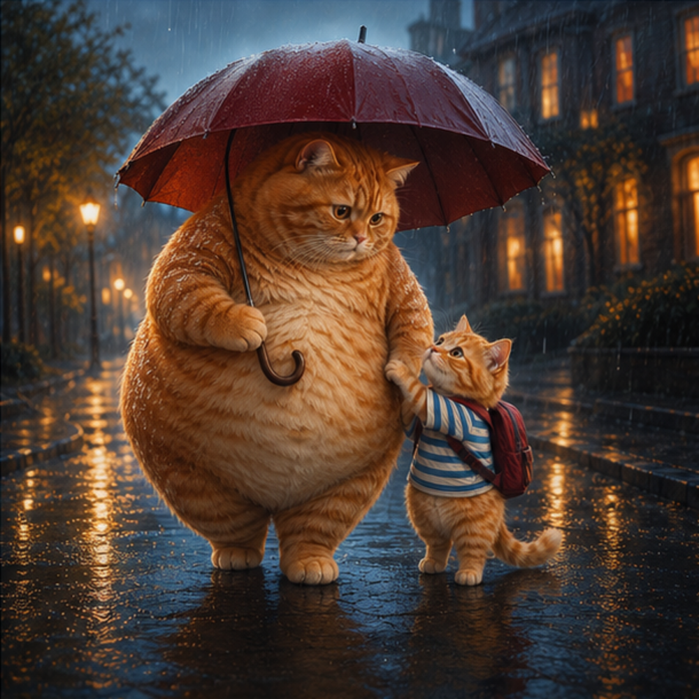 Chubby & Chubby Jr — One Umbrella, Two Skies Gallery Art Print — front view