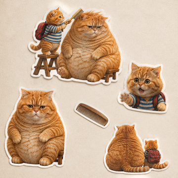 Chubby & Chubby Jr — Father-Son Hair Day Five-Piece Sticker Pack — front view