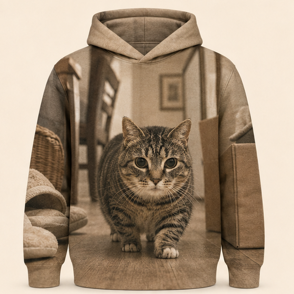 Giant-Object Hallway — Ethel All-Over Print Hoodie — front view