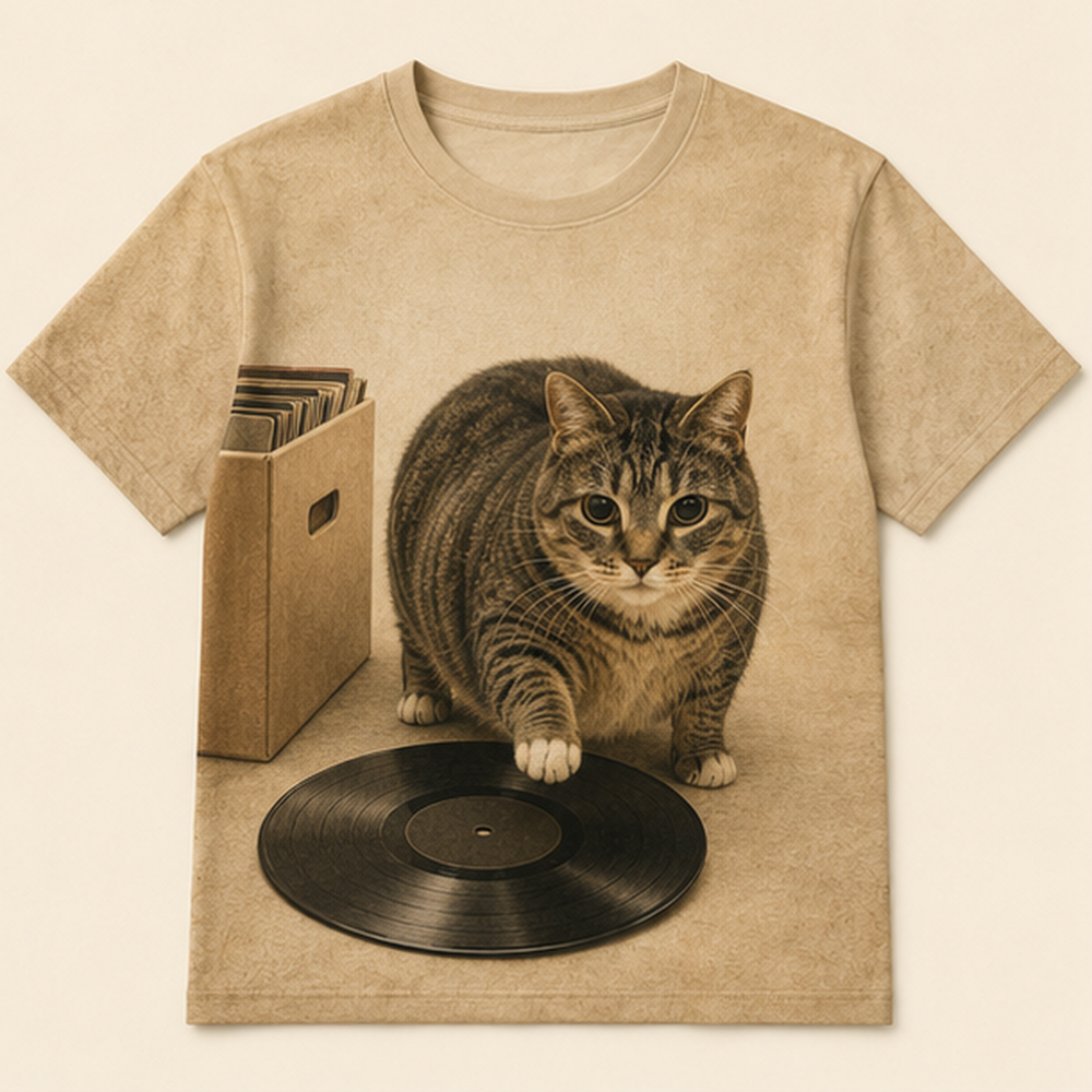 Record-Shop Shift — Ethel All-Over Print T-Shirt — front view