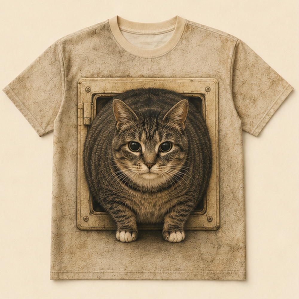 Cat-Door Geometry Close Crop — Ethel All-Over Print T-Shirt — front view