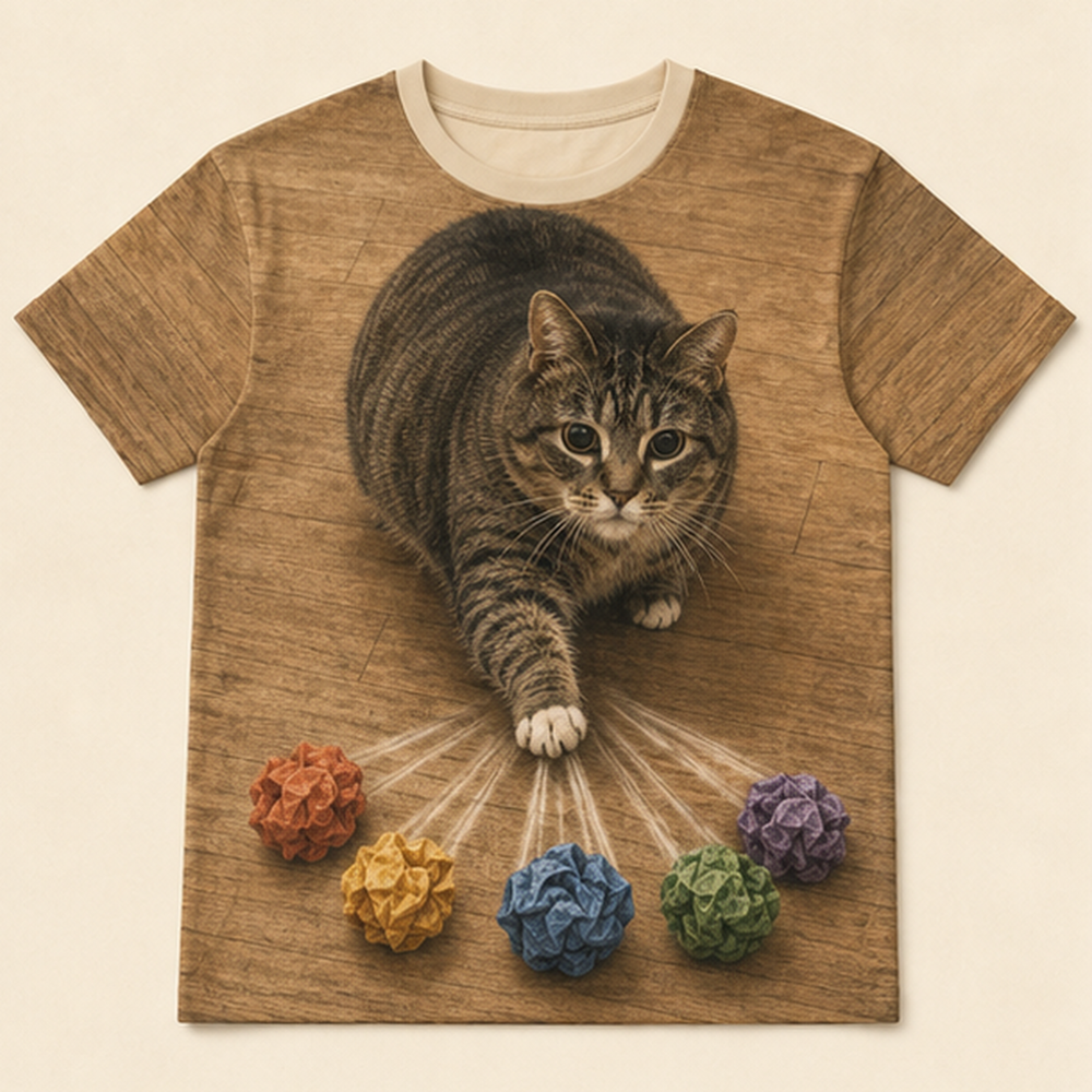 Crinkle-Ball Fan View — Ethel All-Over Print T-Shirt — front view