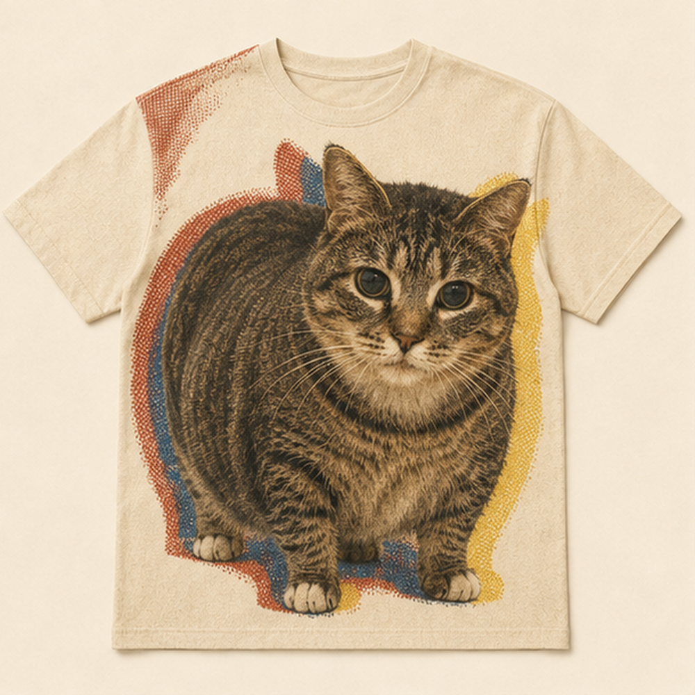 Misregistered Portrait Large Crop — Ethel All-Over Print T-Shirt — front view