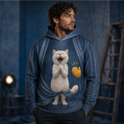 Laughing Cat: Curtain Trouble — AOP Hoodie — adult lifestyle view