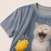 Laughing Cat: Curtain Trouble — AOP T-Shirt — print detail