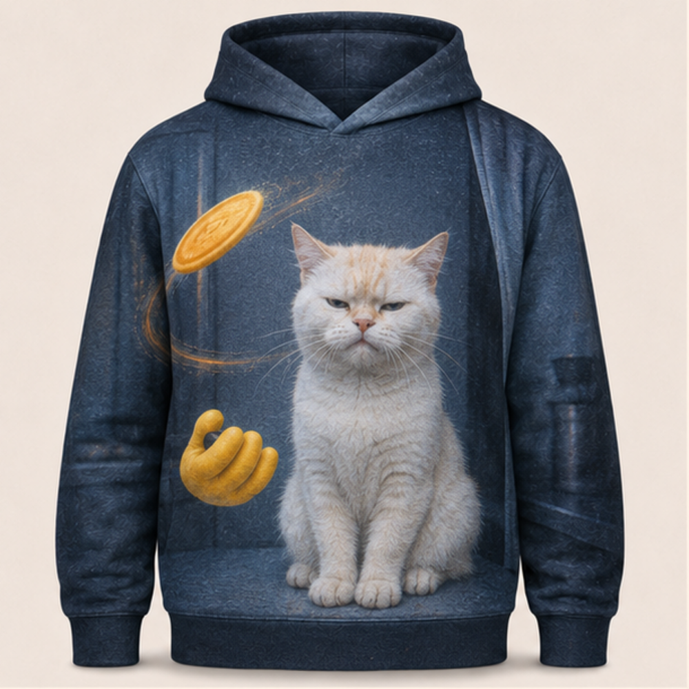 Laughing Cat: Four-Frame Breakdown — AOP Hoodie — front view