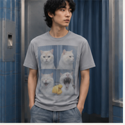 Laughing Cat: Four-Frame Breakdown — AOP T-Shirt — lifestyle view