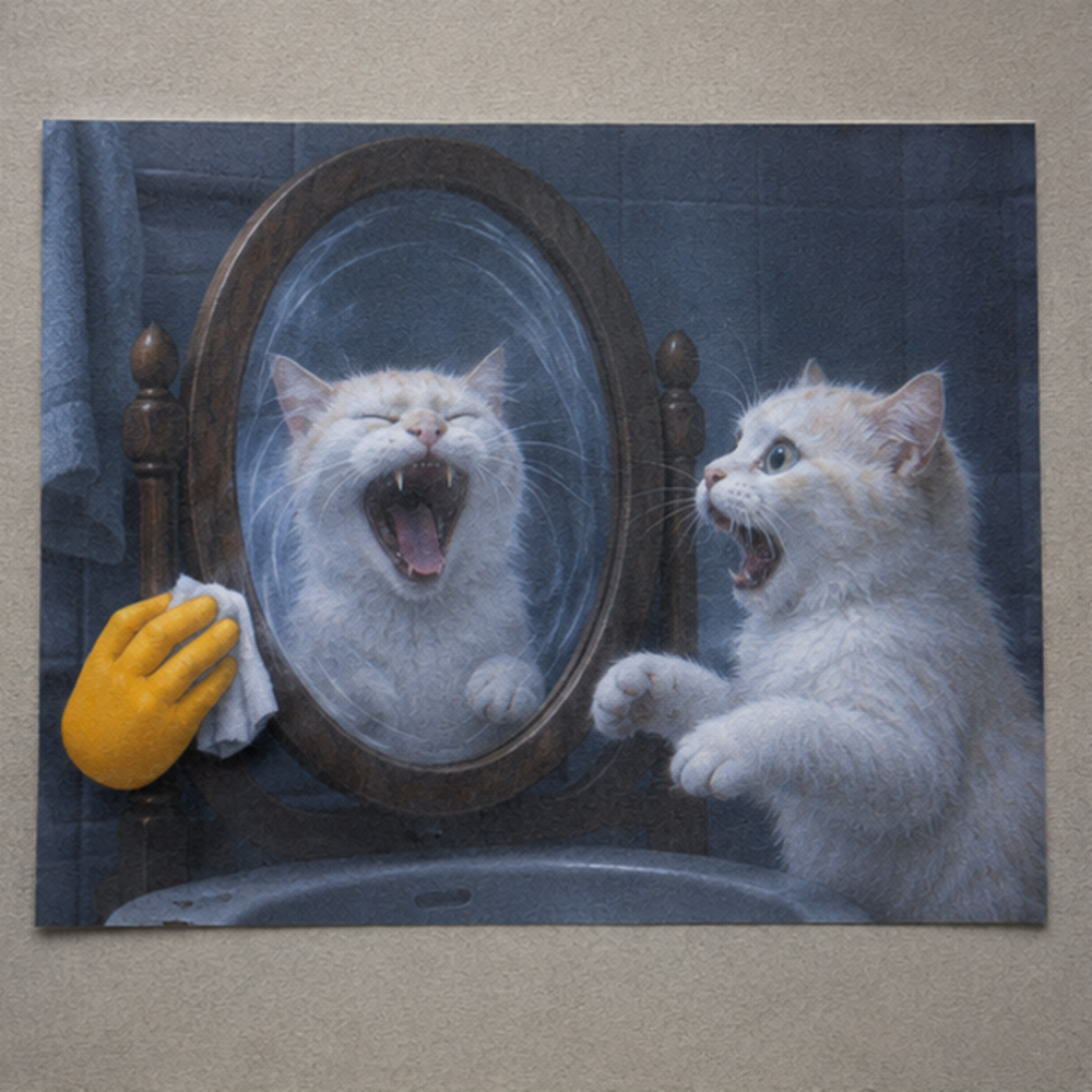Laughing Cat: Mirror Laughs First — Art Print — front view