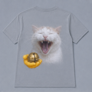 Laughing Cat: Quiet Giggle — AOP T-Shirt — true back or opposite-side view