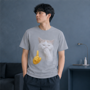 Laughing Cat: Quiet Giggle — AOP T-Shirt — lifestyle view