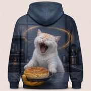 Laughing Cat: Souffle Fall — AOP Hoodie — true back or opposite-side view