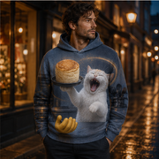 Laughing Cat: Souffle Fall — AOP Hoodie — adult lifestyle view